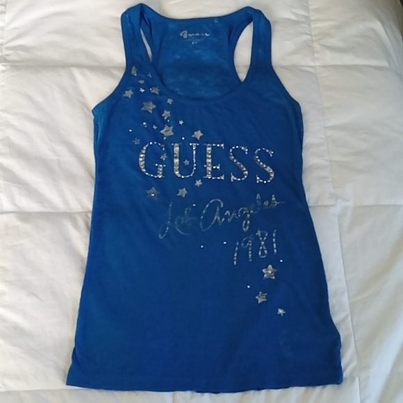 Guess Tops - Guess sheer embellished tank top sz S